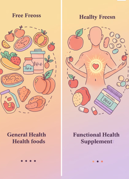 건강식품과 건강기능식품의 차이 인포그래픽 일러스트