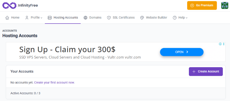 호스팅계정 생성