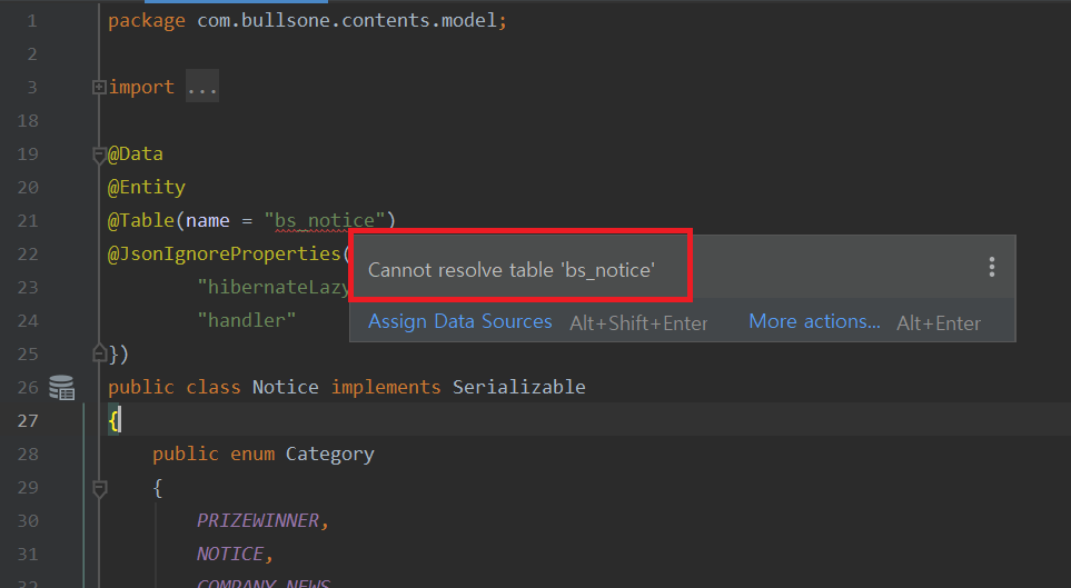 [Error] JPA Cannot resolve table