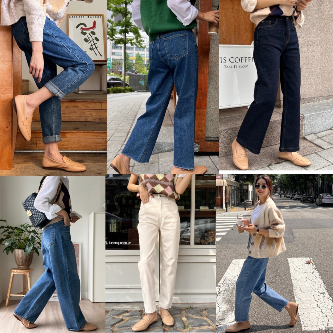 여자 생지데님 일자 와이드 청바지 키작녀 데님 팬츠 통청바지