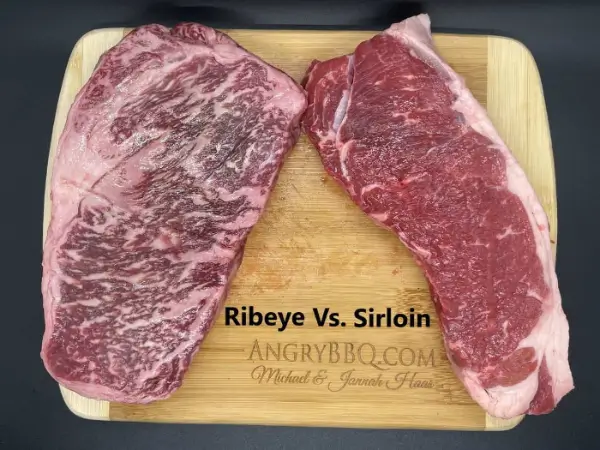 Ribeye vs Sirloin (source: www.angrybbq.com/)