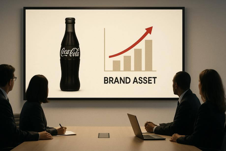 병 이미지와 브랜드 자산 그래프 회의