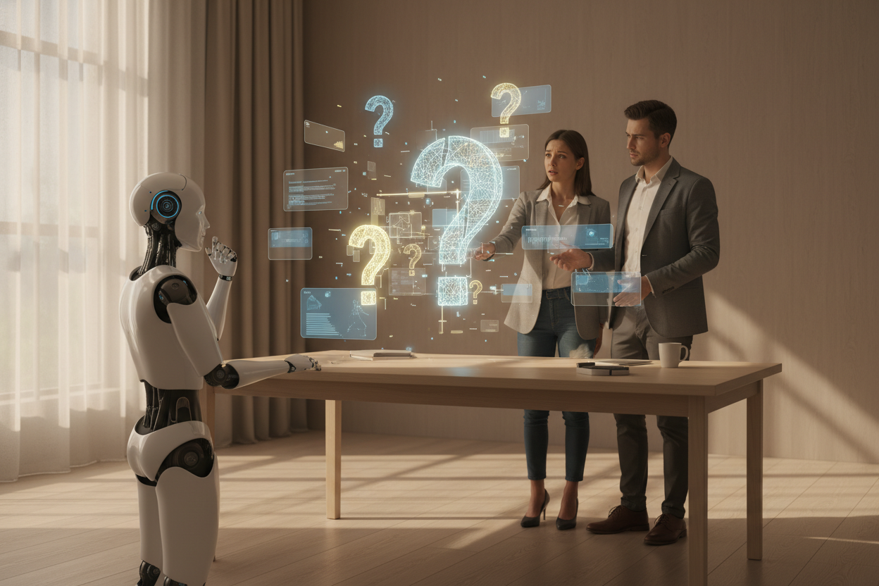 프롬프트가 불명확할 때 AI와 사람이 혼란스러워하는 장면