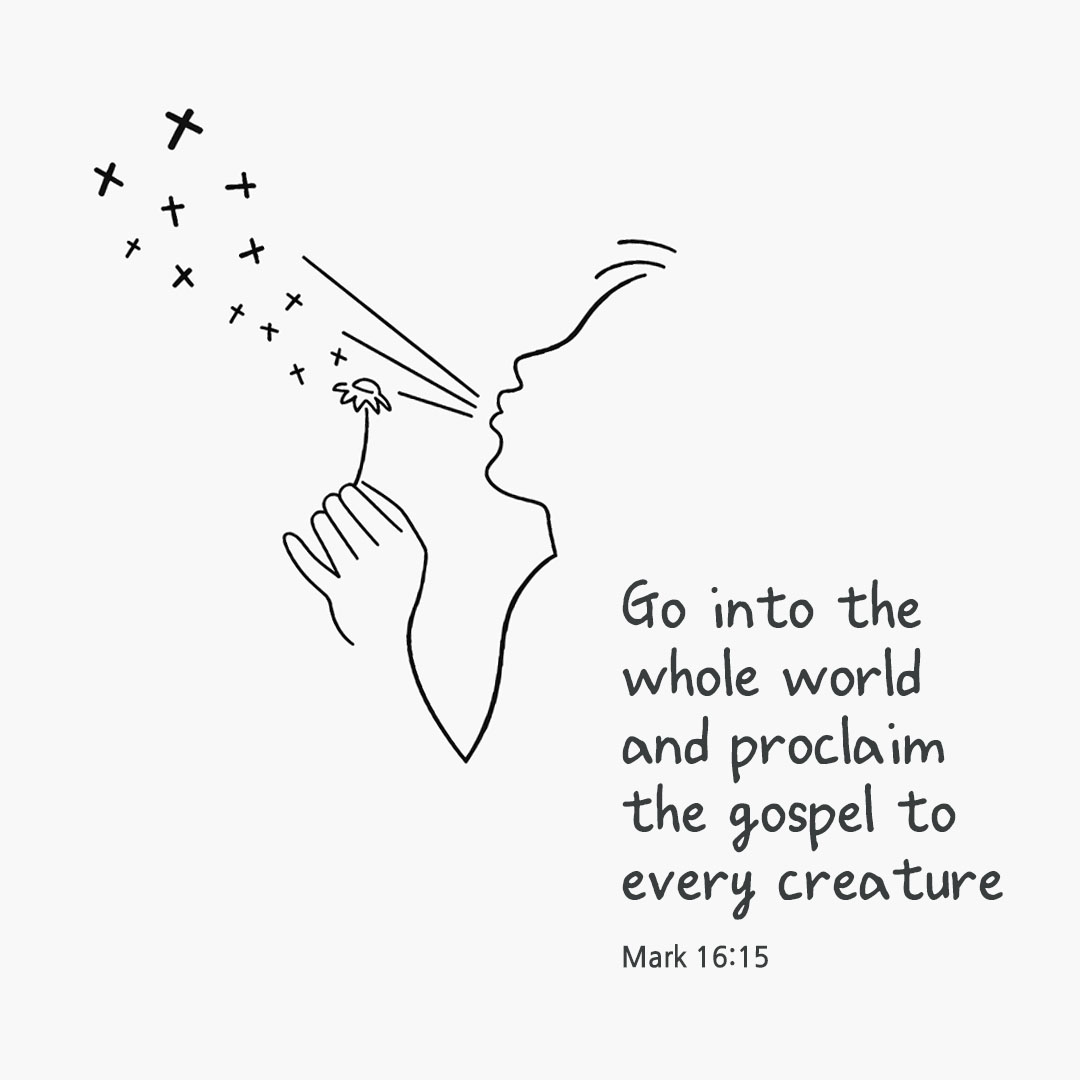 Today's Bible verse card Mark 16:15 scripture image