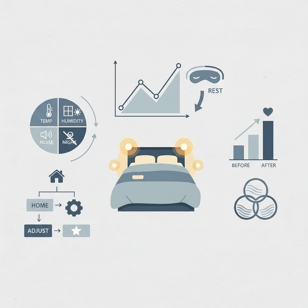 寝室環境整備における推奨基準と実装方法に関する統計・生理メカニズム・対策を示す政策リポート用インフォグラフィック