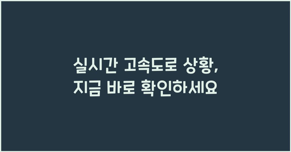 실시간 고속도로 상황