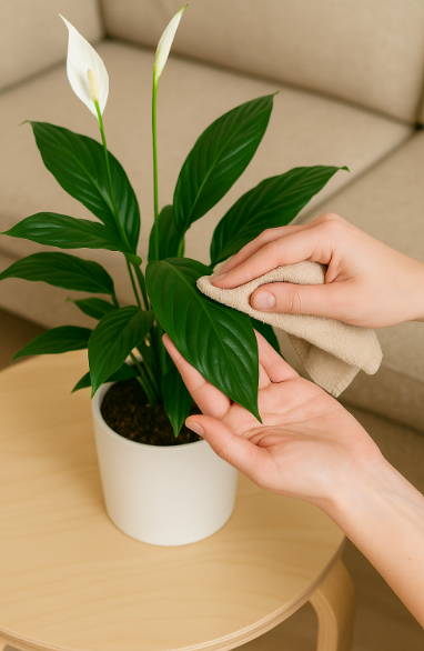 잎 닦기: 광합성 효과 유지