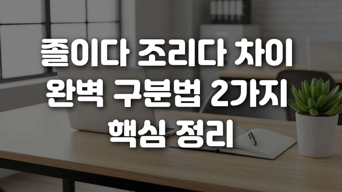 졸이다 조리다 차이 완벽 구분법 2가지 핵심 정리