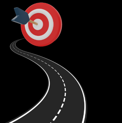 목표로 가는 도착점과 그 목표에 도달하기 위한 계획의 경로를 함께 표현한 이미지