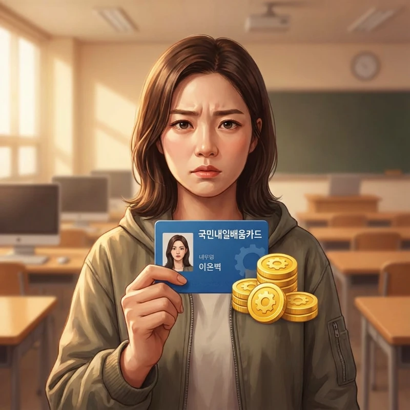 2026년 내일배움카드 자부담금 정책 변경에 대해 고민하는 학습자 이미지
