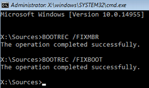 윈도우 부트 섹터를 복구하기 위한 명령어