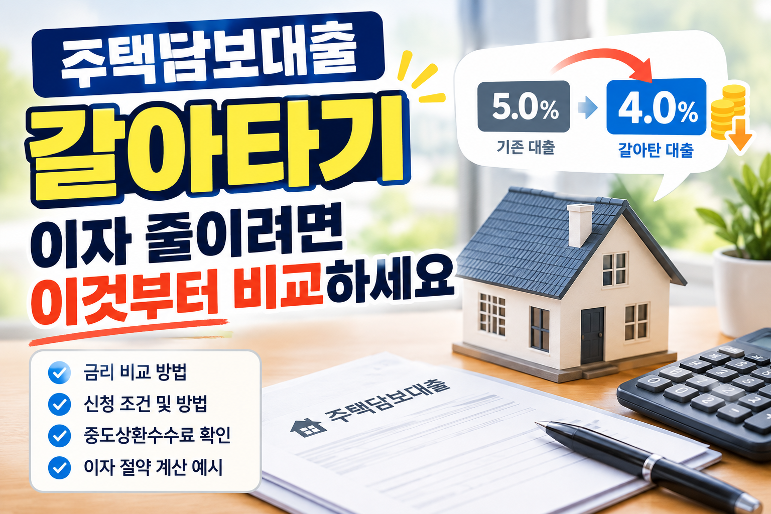 주택담보대출 갈아타기, 이자 줄이려면 이것부터 비교하세요