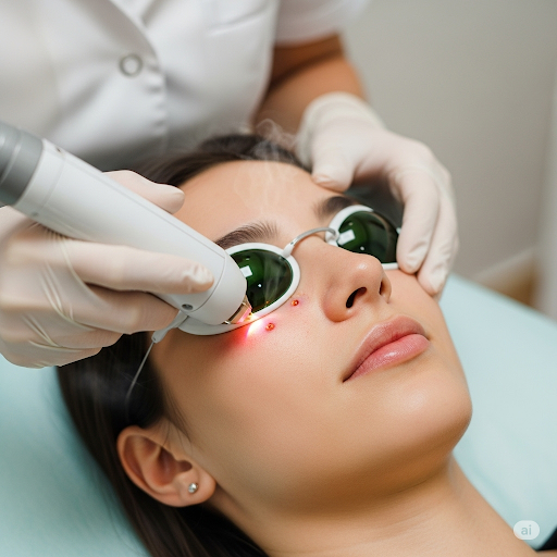 피부과에서는 보통 CO2 레이저나 전기소작기를 이용해 비립종을 제거합니다