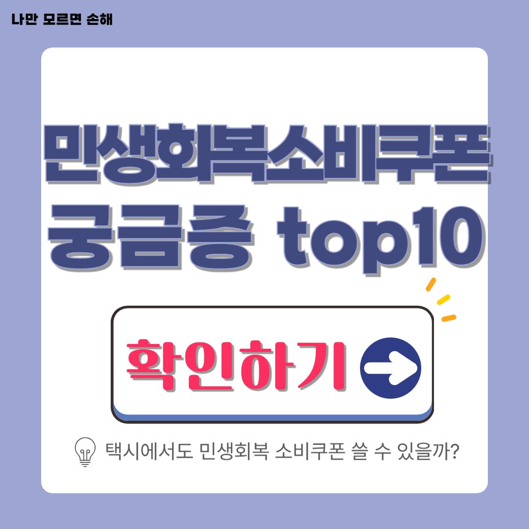 민생회복 소비쿠폰 궁금증 TOP10