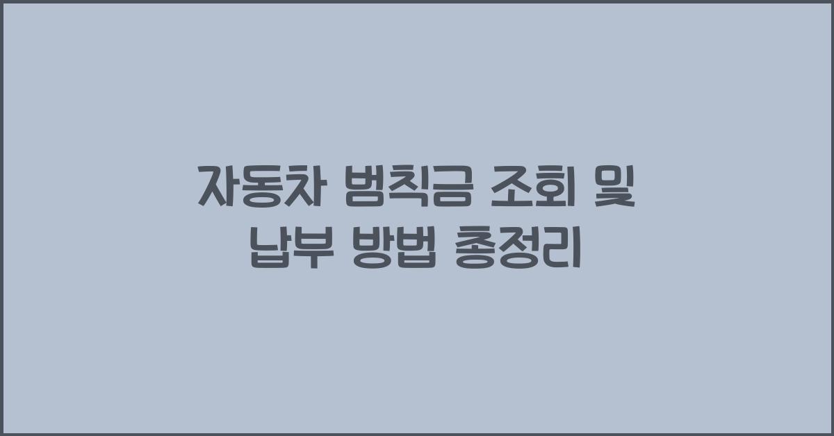 자동차 범칙금 조회