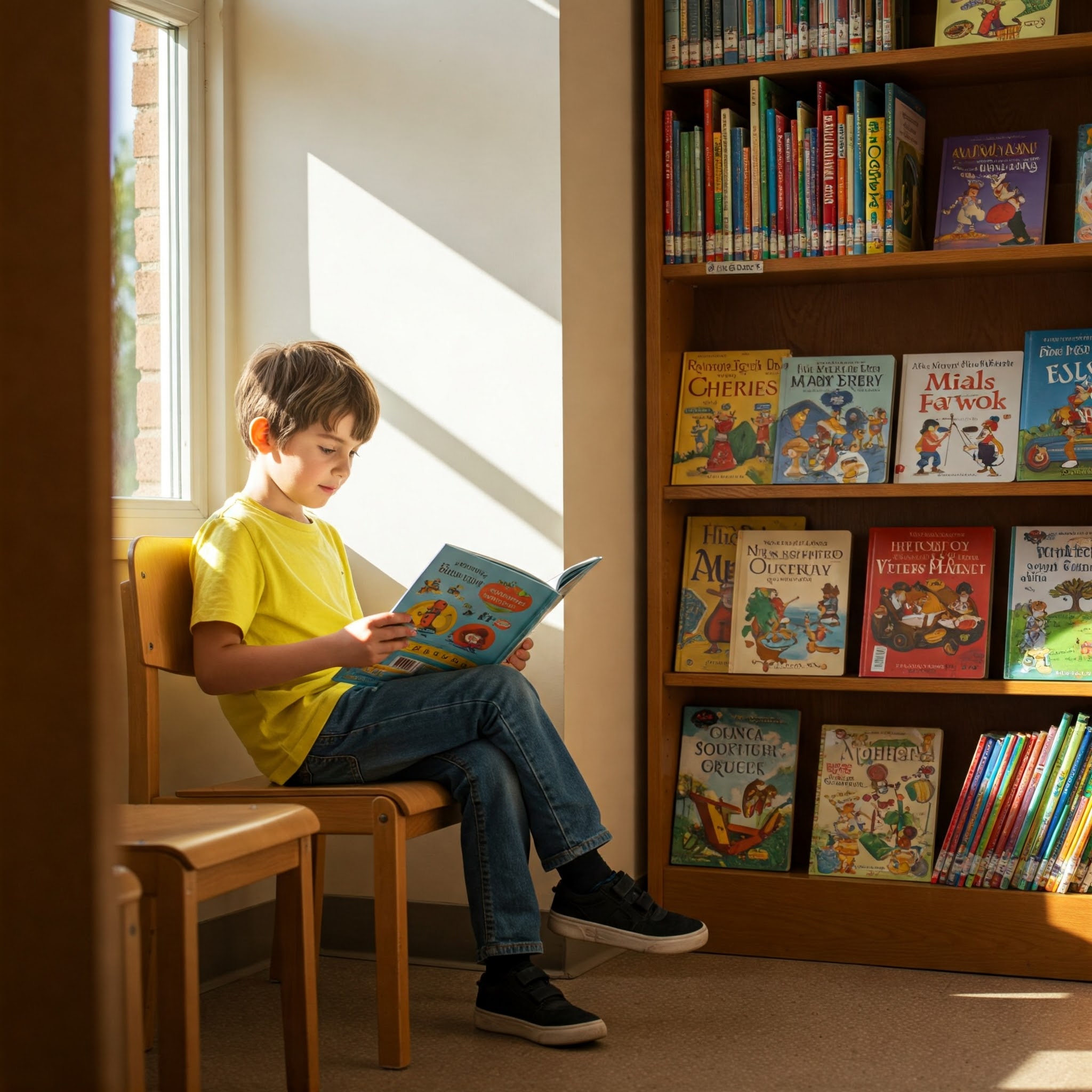 문해력 향상을 위해 독서 중인 모습