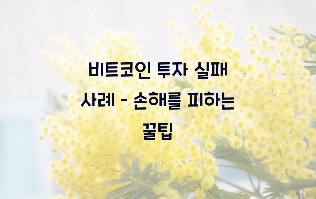 비트코인 투자 실패 사례 – 손해 보지 않으려면 반드시 알아야 할 점