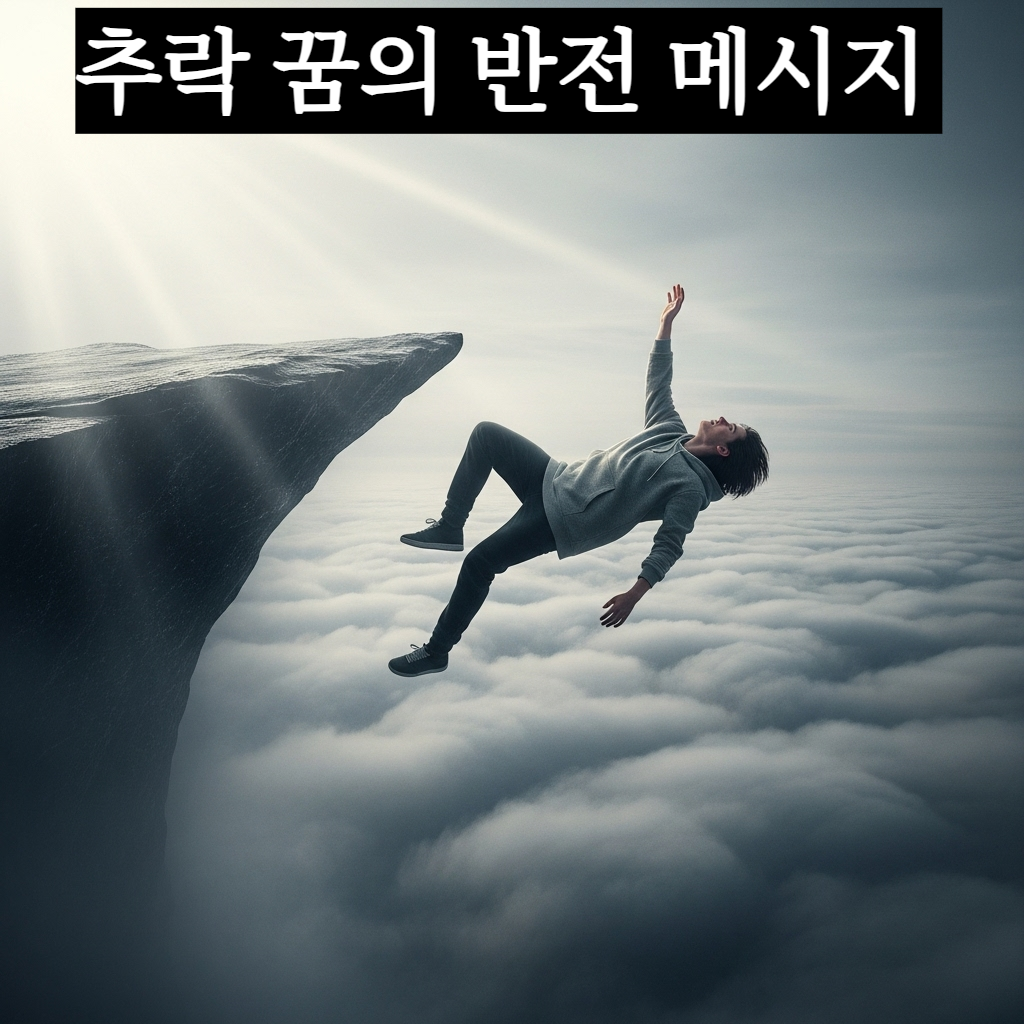 구름 위 깎아지른 듯한 절벽에서 허공으로 추락하며 손을 뻗는 인물의 초현실적이고 극적인 모습의 일러스트