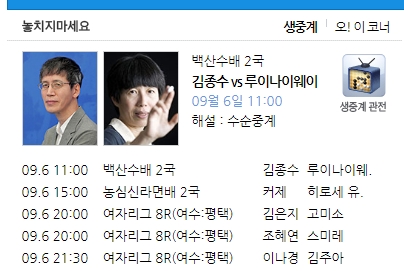 지난 명승부를 다시 볼 수 있는 기보 해설