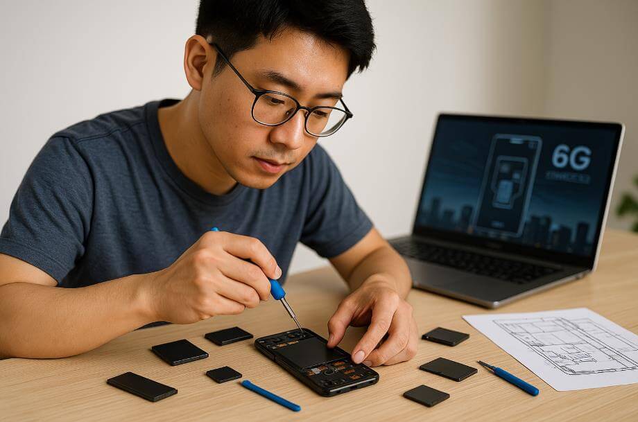 DIY 방식으로 스마트폰을 조립하는 장면