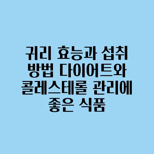 귀리 효능과 섭취 방법 다이어트와 콜레스테롤 관리에 좋은 식품