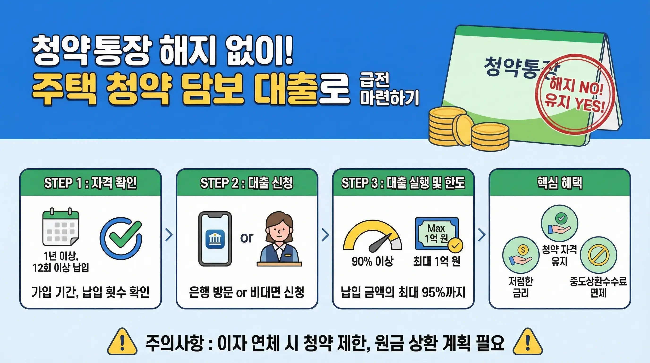 청약 통장을 해지하지 않고 주택 청약 담보 대출을 통해 급전을 마련하는 현명한 방법을 보여주는 인포그래픽