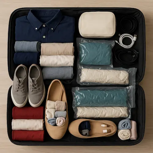 캐리어에 마법처럼 짐을 우겨넣는 기술 , 공간을 접고, 여백을 계산하라