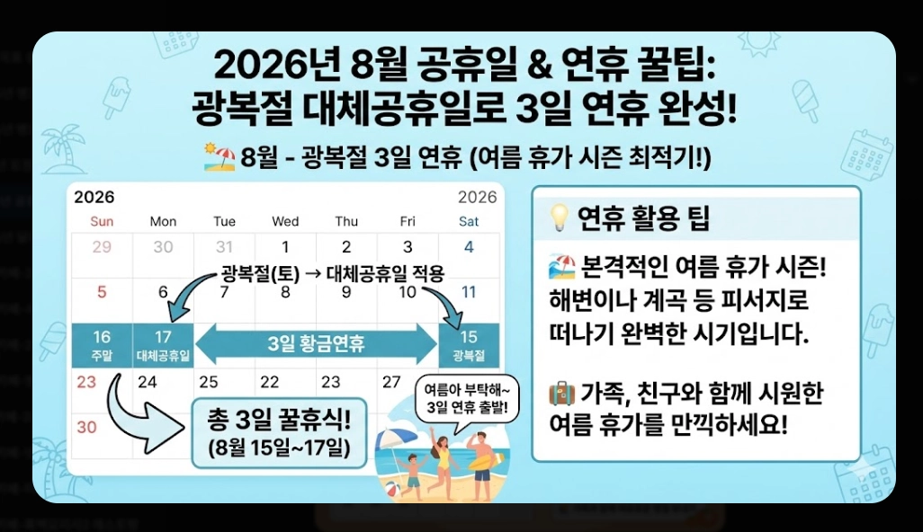 2026년 공휴일 총정리 대체공휴일 완벽 분석