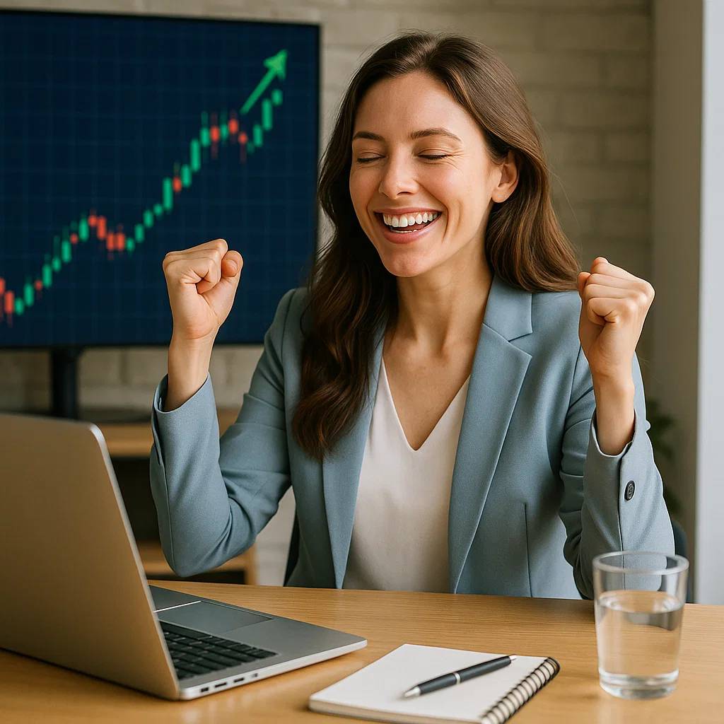 주식-투자-성공으로-행복해하는-여성