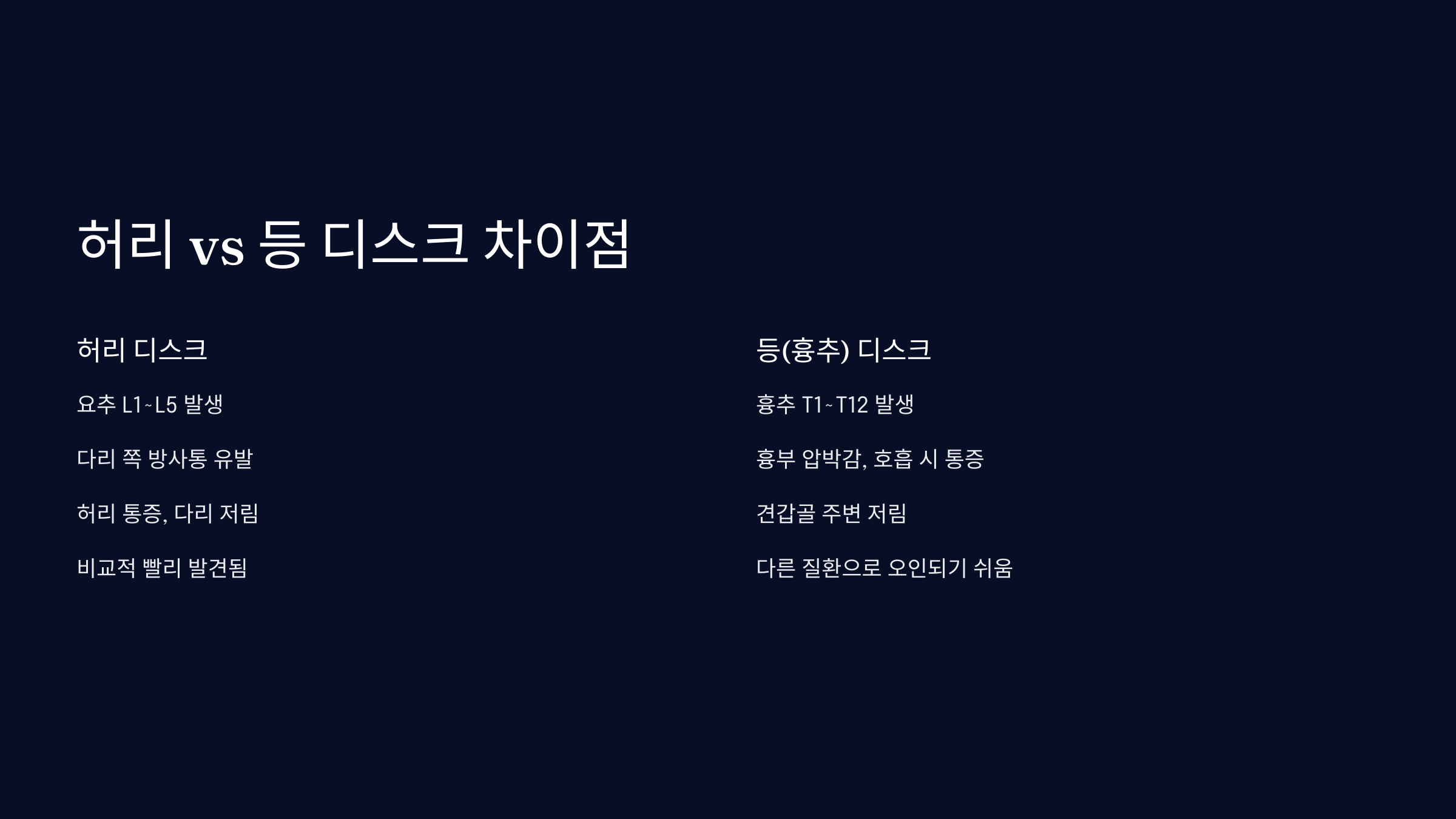 허리 vs 등 디스크, 차이점과 증상