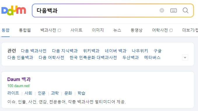 다음 백과사전에서 번아웃을 검색하는 화면