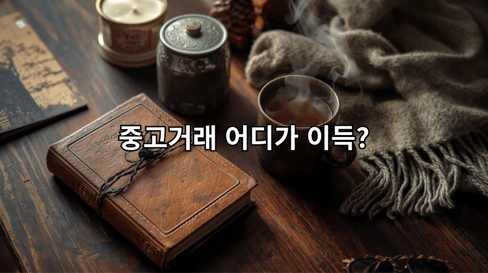 중고제품을 정리해 놓은 따뜻한 톤의 이미지