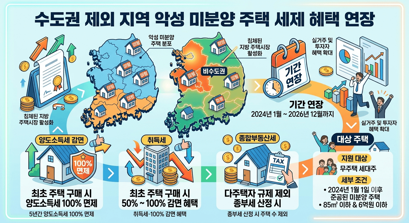 비수도권 준공 후 미분양 주택 '1세대 1주택 세제 특례' 연장