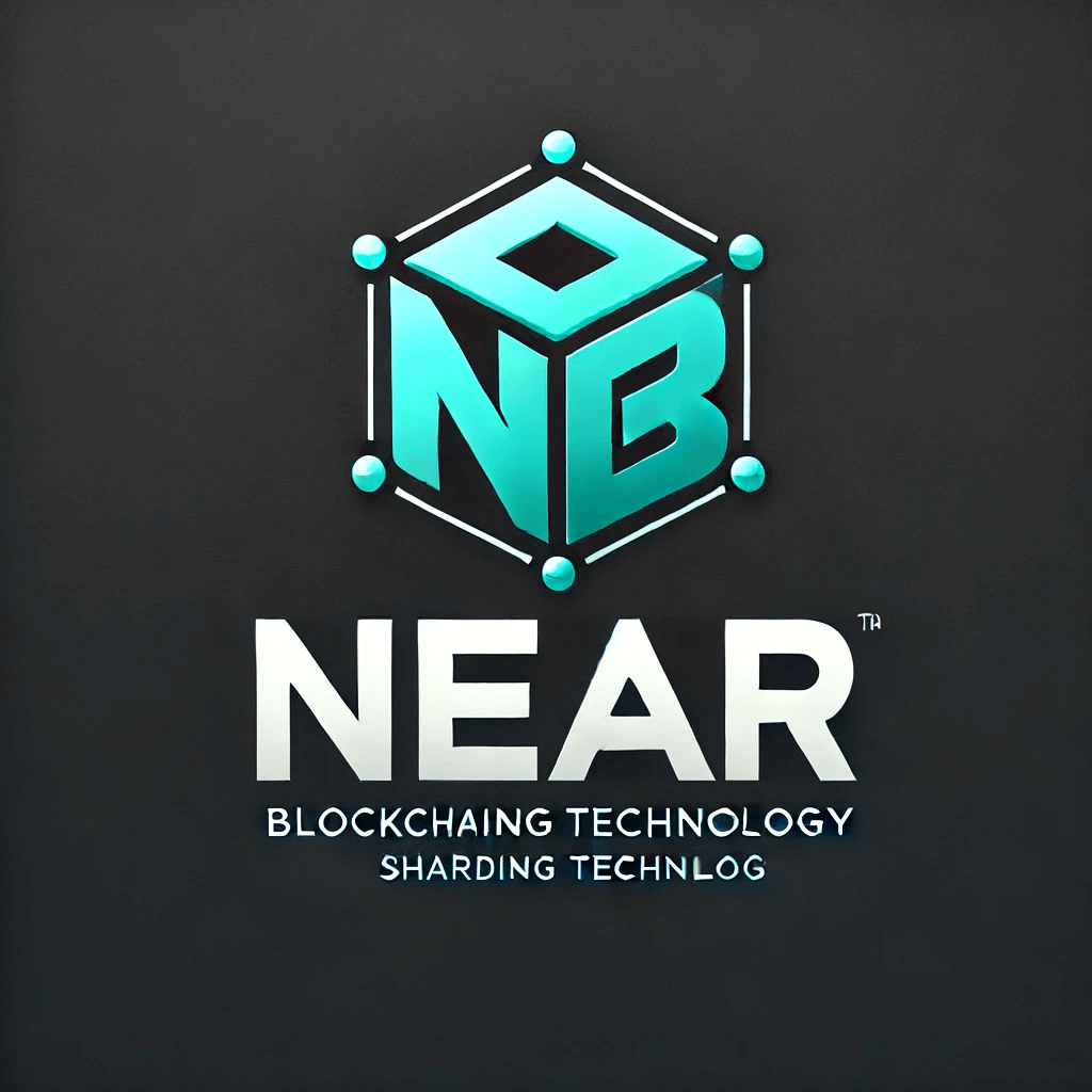 니어 프로토콜 로고 영어로 NEAR 라고 적혀있고 검은색 바탕에 NBO가 사각형 박스안에 합쳐져있는 연두색 로고다.