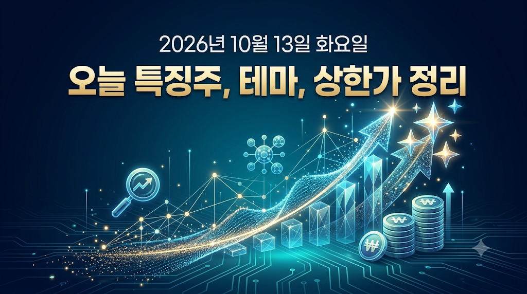 2026년 10월 13일 오늘 특징주, 강세테마, 상한가 정리하기 23일차 썸네일 이미지