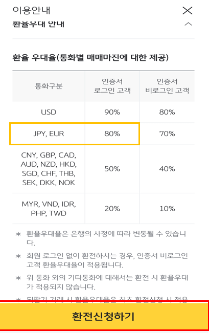국민은행 엔화 환전 방법 사진