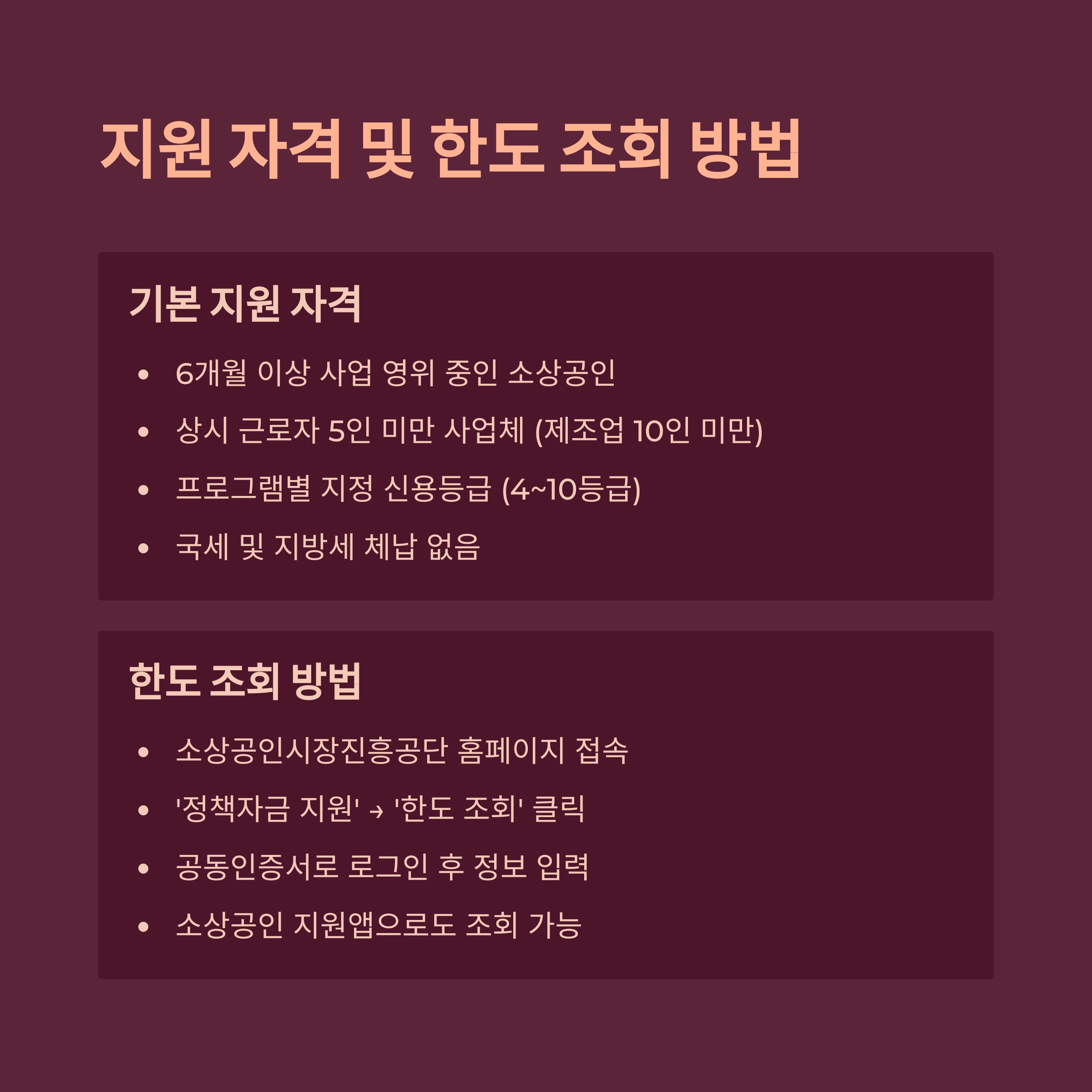 지원 자격 및 한도 조회