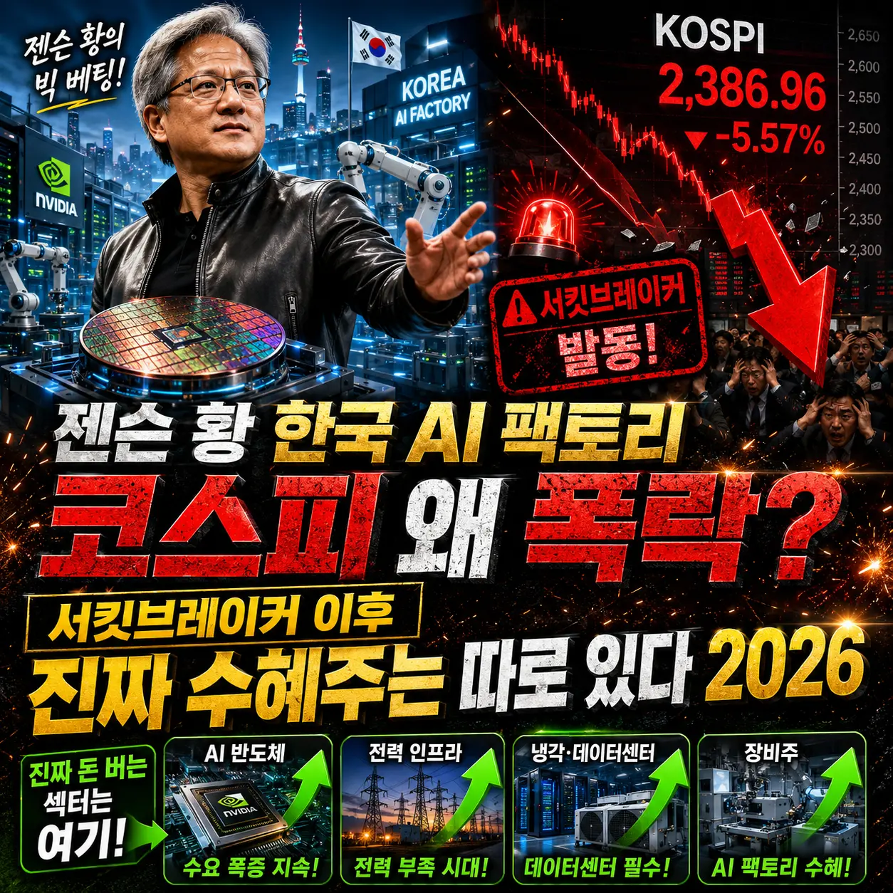 젠슨 황이 한국에 AI 팩토리 걸었는데 코스피는 왜 폭락했나 &mdash; 서킷브레이커 이후 진짜 수혜주는 따로 있다 2026