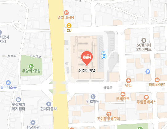 상주터미널 위치-지도