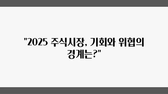 2025 주식 시장 전망, 주요 이슈에 집중