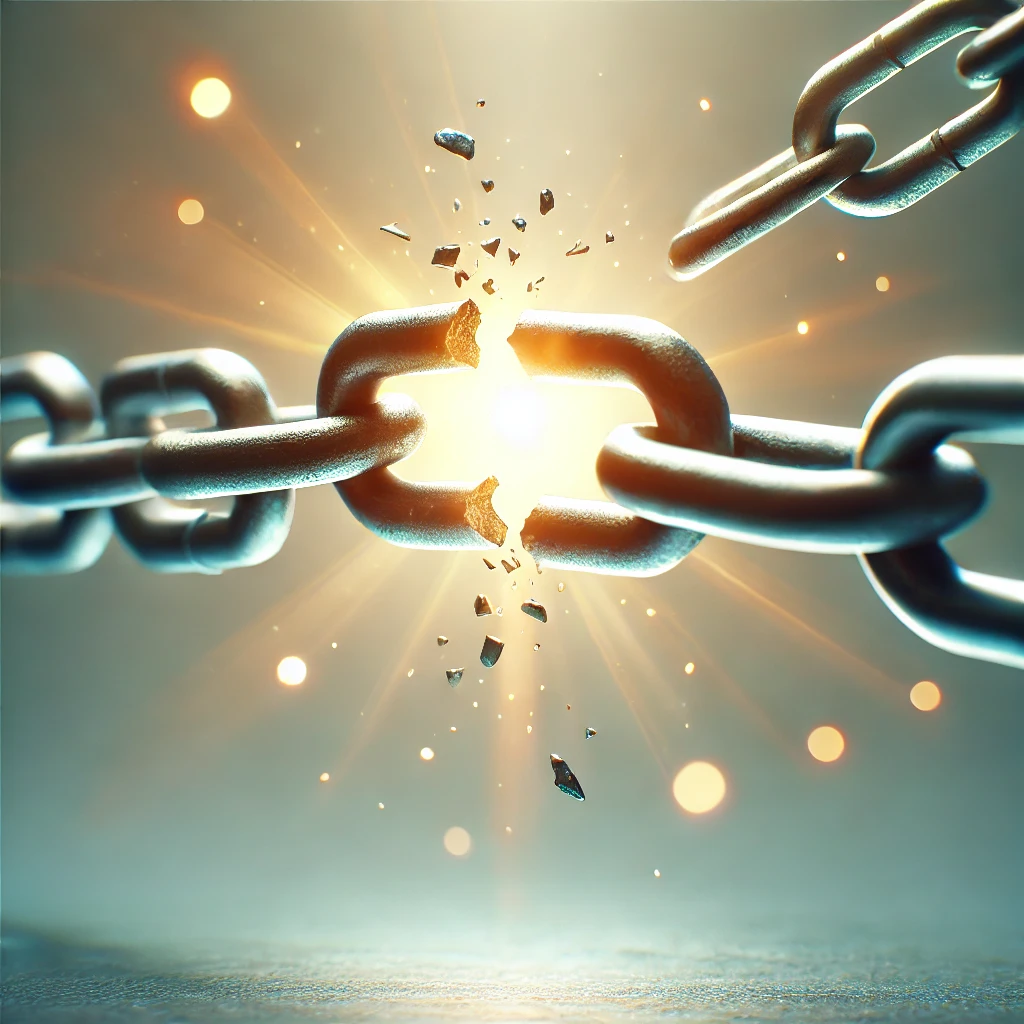 자유와 희망,끊어진 체인이 자유를 상징하는 이미지