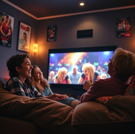 넷플릭스 오리지널 영화를 관람하고 있는 모습