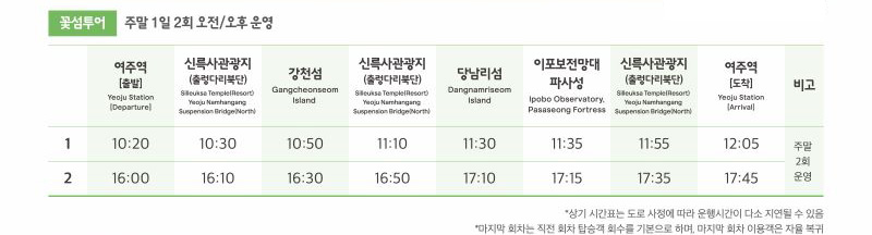 여주관광순환버스 꽃섬투어