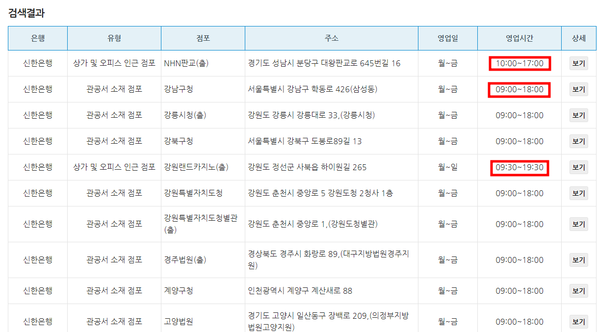 신한은행 영업시간