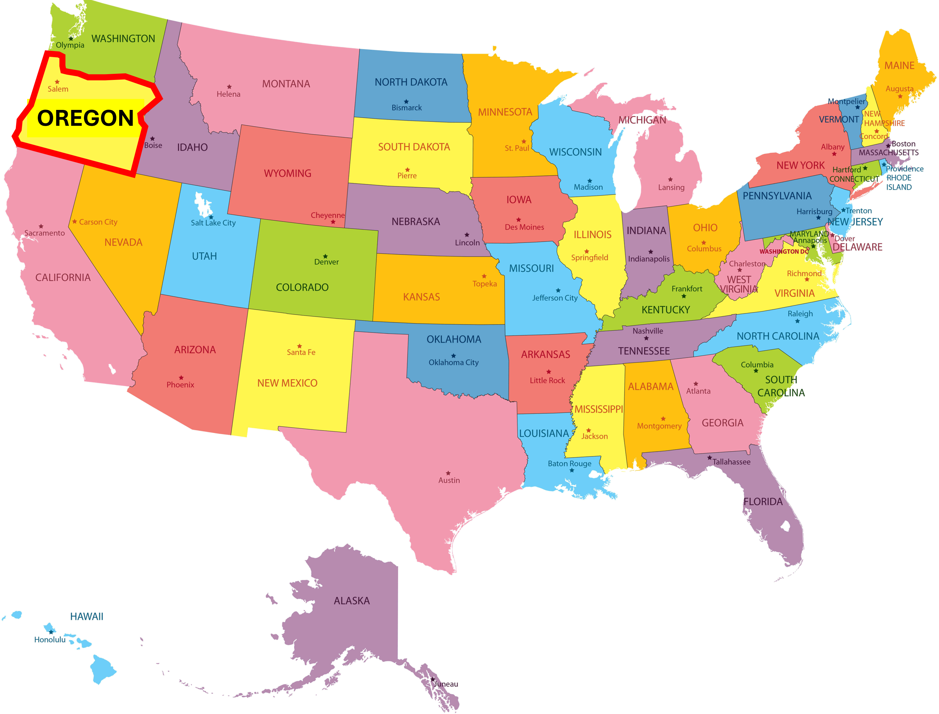 미국내 오리건주 위치