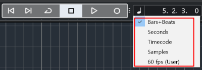 트랜스포트 패널의 위치 표시 옵션