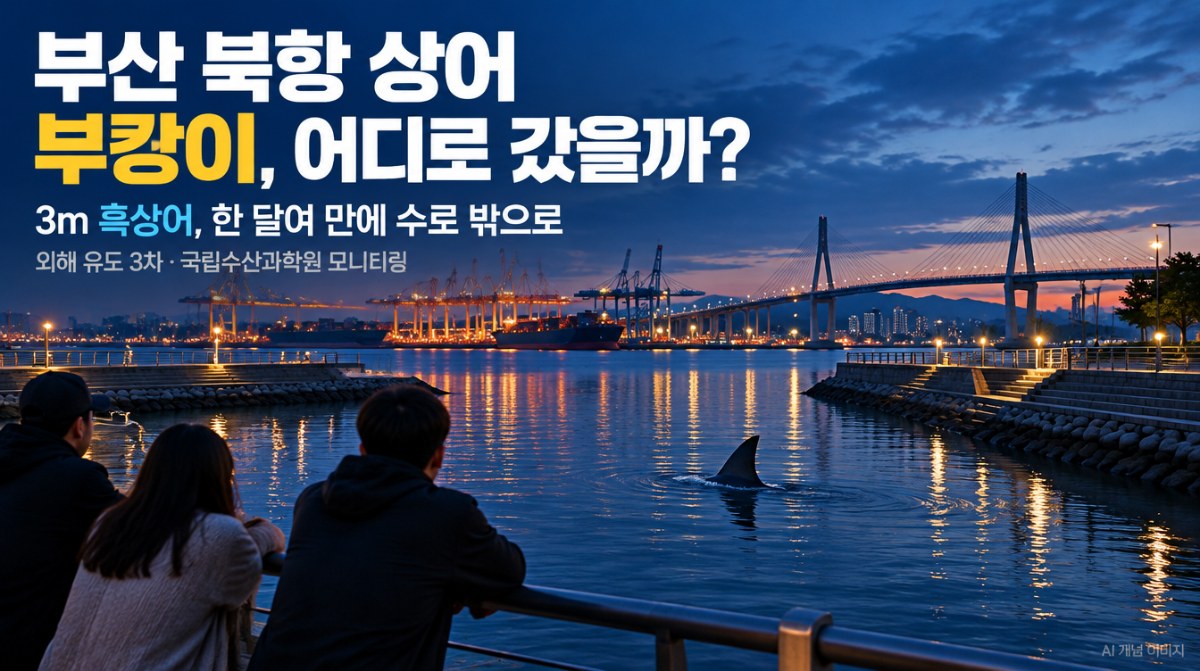 부산 북항에 나타난 상어 부캉이를 표현한 대표 이미지 (AI 생성 이미지)