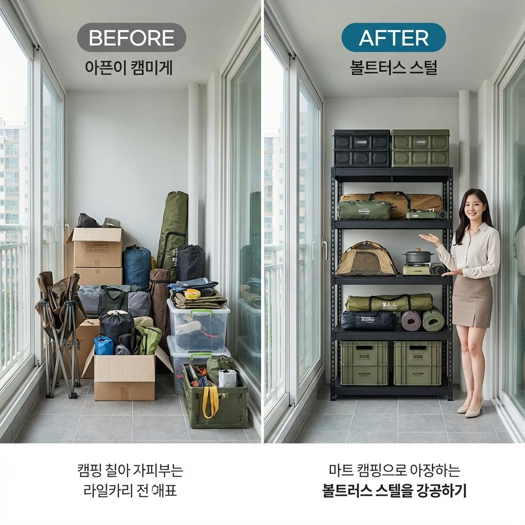 좁은 베란다 팬트리화: 2단에서 5단까지 수납 극대화 노하우