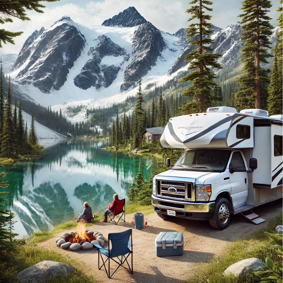 노스 캐스케이드 국립공원을 캠핑카로 여행하는 모습이 담긴 사진