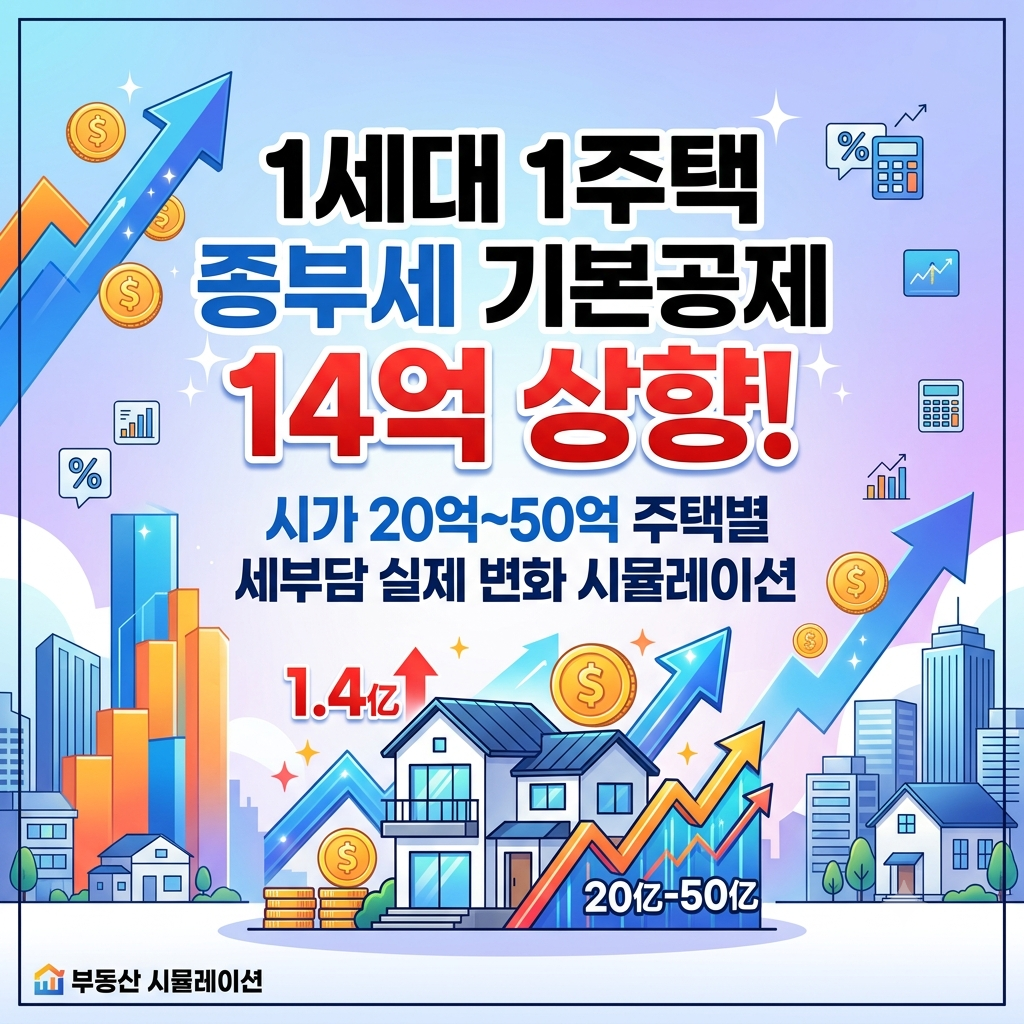 1세대 1주택 종부세 기본공제 14억 상향! 시가 20억~50억 주택별 세부담 실제 변화 시뮬레이션